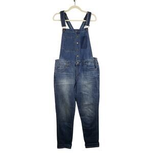 Life In Progress Women's Size L Denim Overalls Snap Front Artsy Hipster Festival